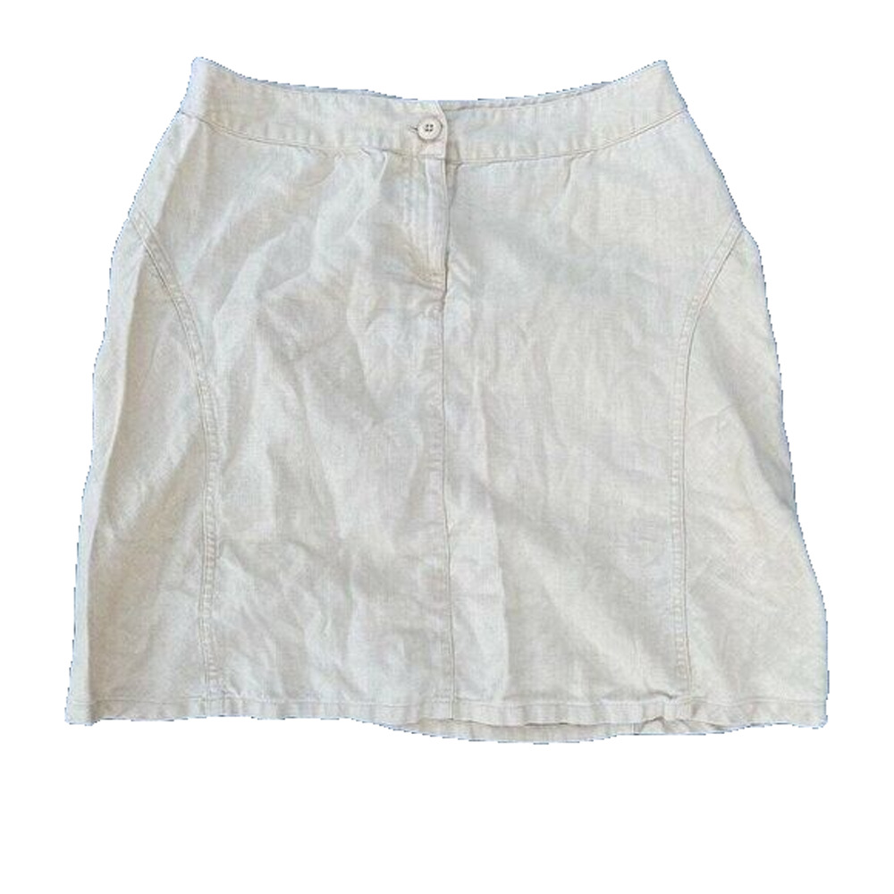 HILLARD & HANSON Light Yellow 100% Linen Pencil Mini Skirt Women Size 8 A000285